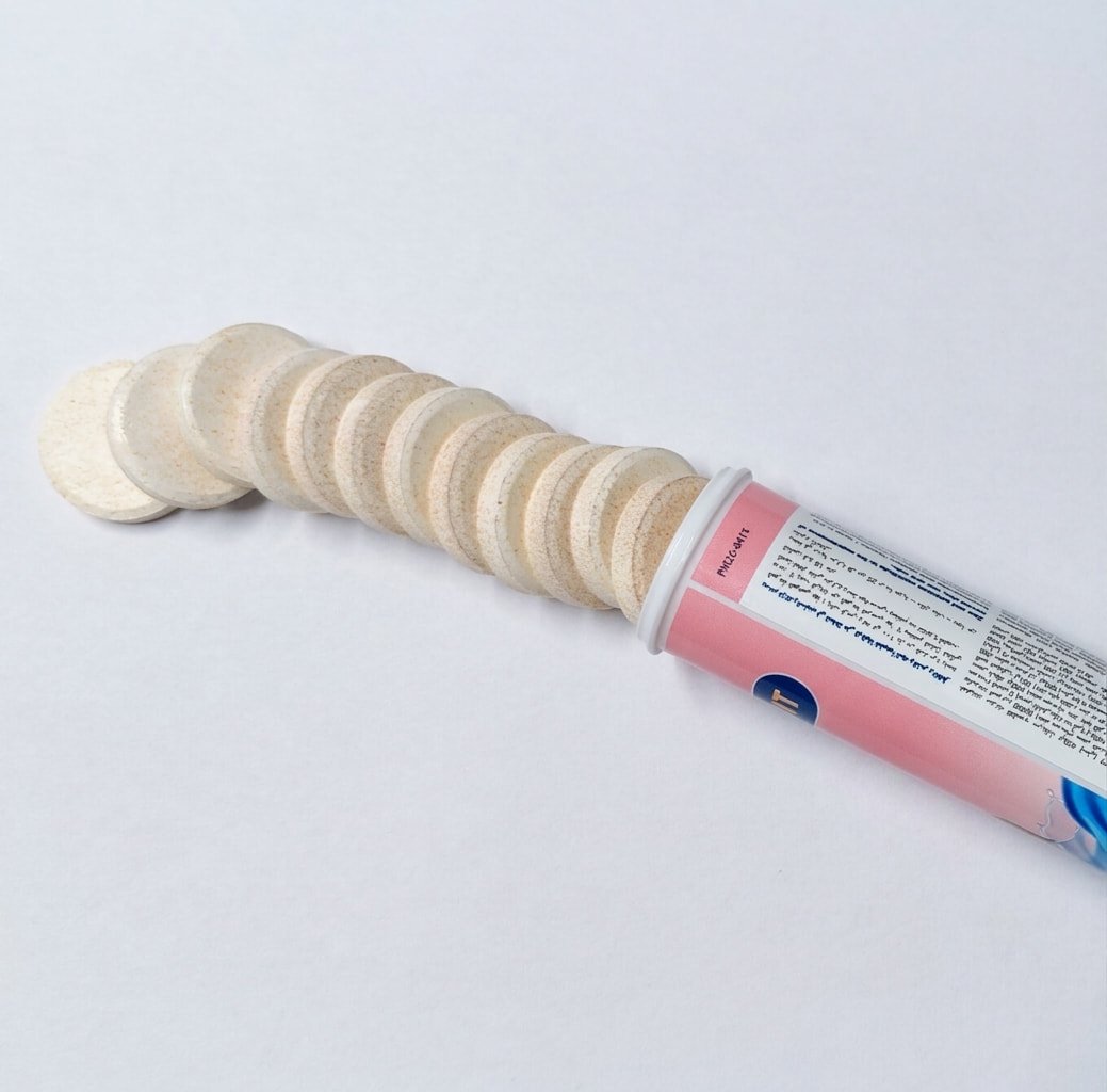 Effervescent beauty complex tablets in a branded tube Effervescent beauty complex tablets in a customer branded tube