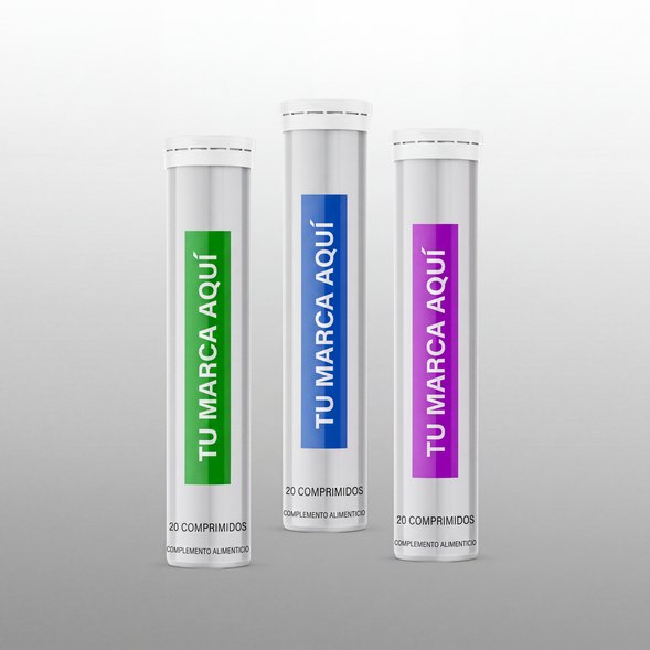 Comprimidos efervescentes de marca blanca Comprimidos efervescentes de marca blanca en tubo