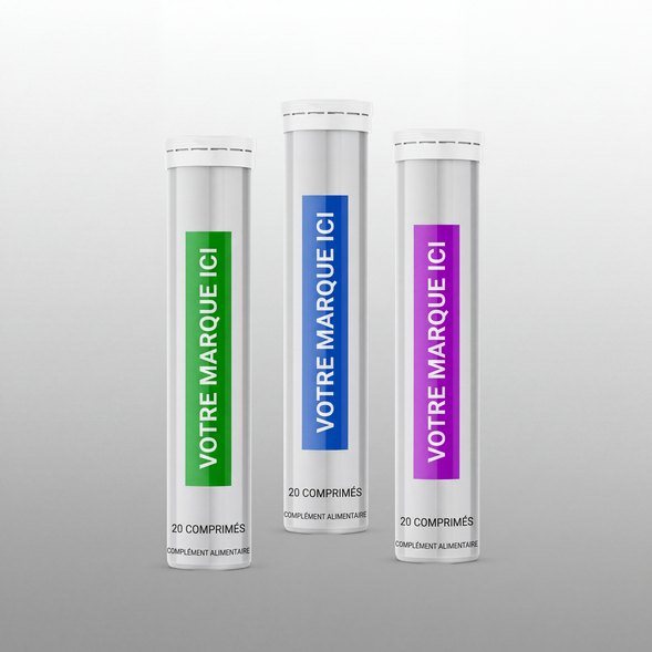 Comprimés effervescents en marque blanche Comprimés effervescents en marque blanche en tube