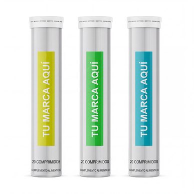 Su marca — tubo efervescente Tubo de comprimidos efervescentes de marca blanca — su marca aquí