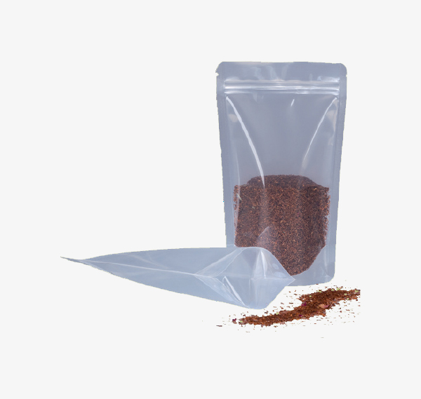 Bolsa con cierre zip transparente para complementos alimenticios en polvo